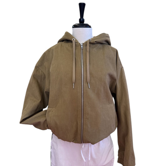 Khaki Hooded Bomber Jacket