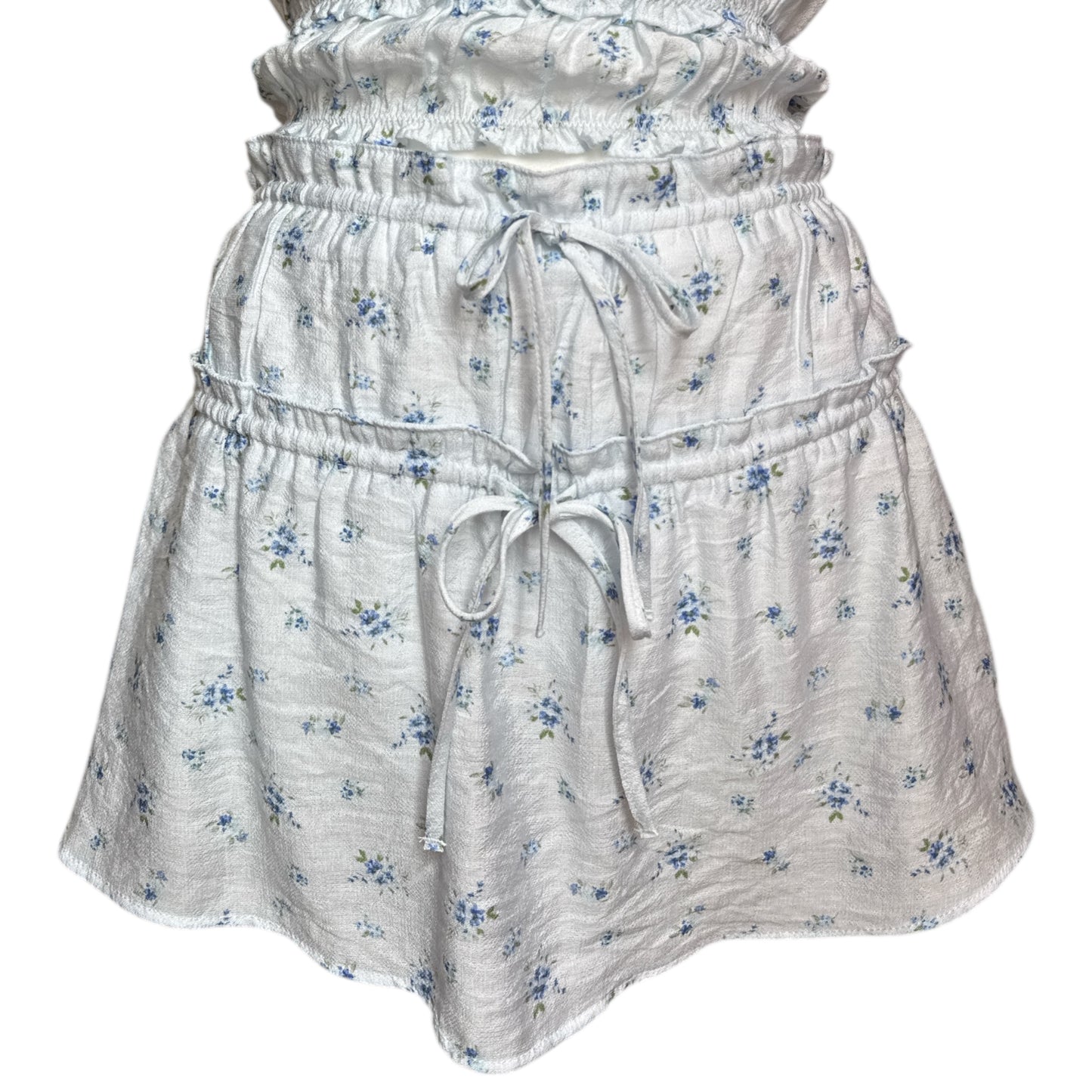 Blue Floral Smocked Sleeveless Set