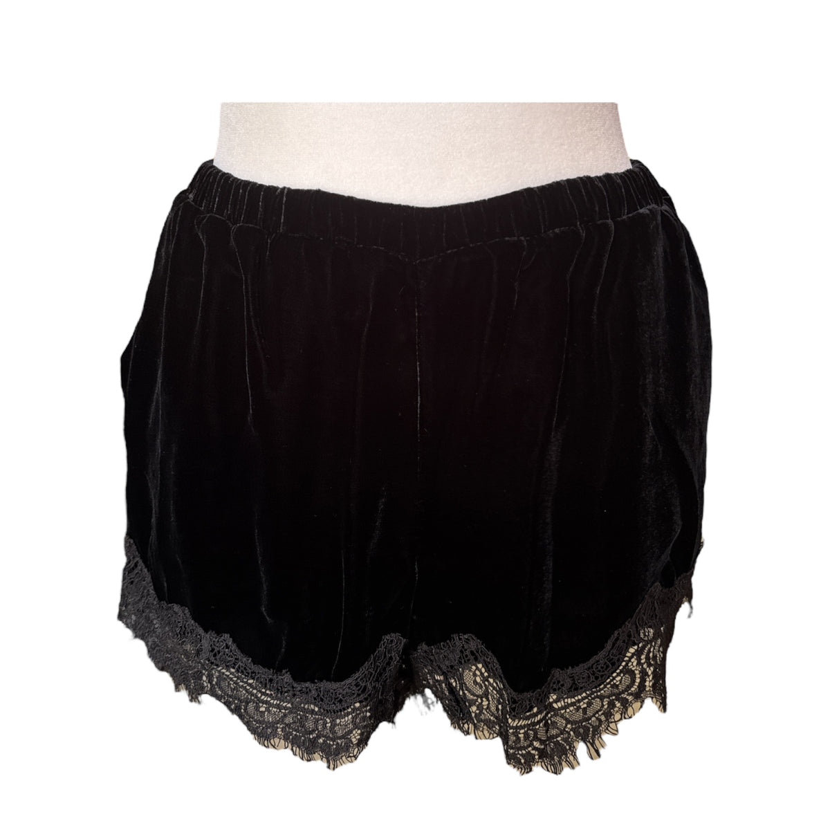 Velvet Lace Trim Cami + Short Set