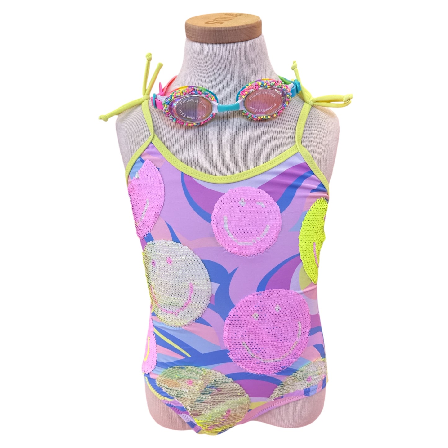 Neon Smiley One Piece Swimsuit- Kids