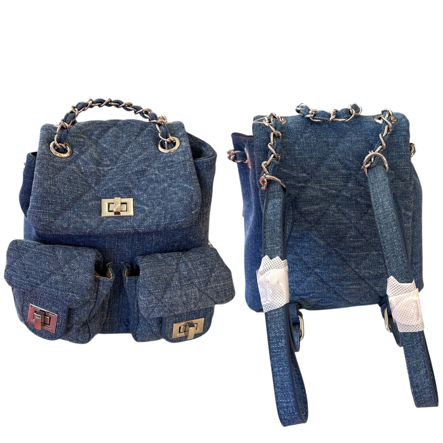 Mini Denim Quilted Backpack