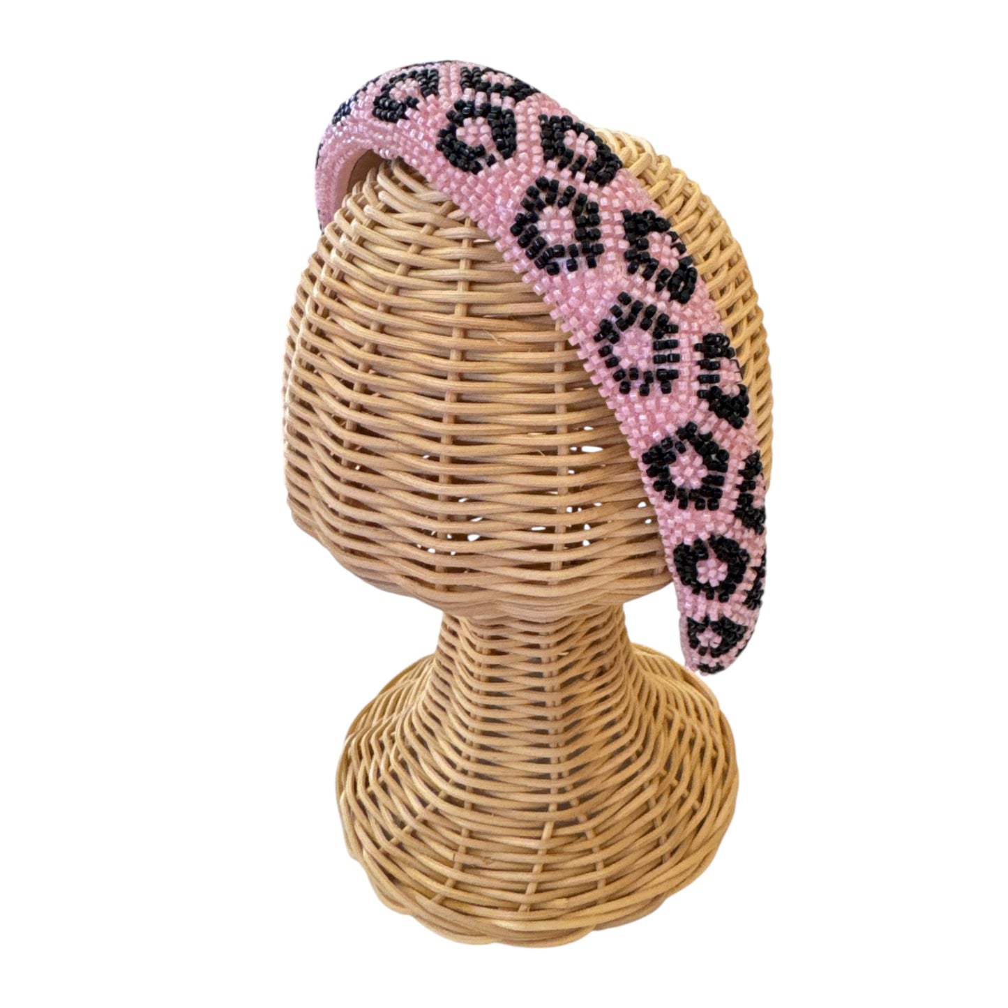 Pink Beaded Cheetah Headband