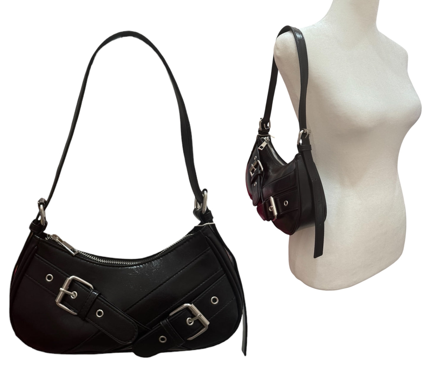 Curved Buckle Shoulder Bag