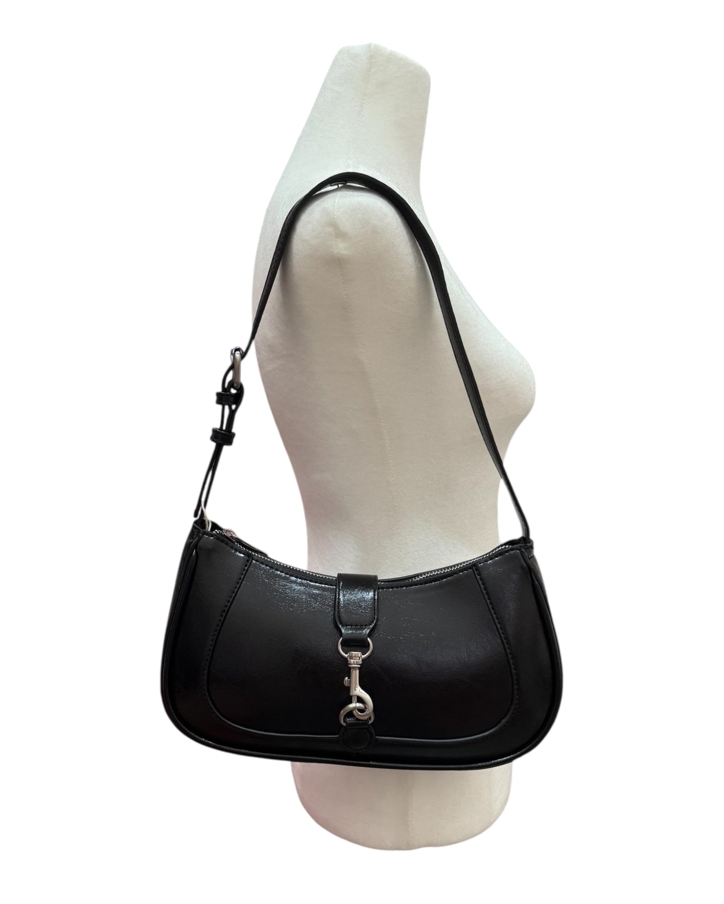 Faux Leather Hook Shoulder Bag