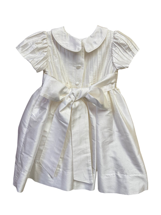 White Silk Pintuck Day Dress- Infant