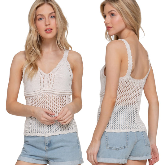 V-neck Crochet Tank Top