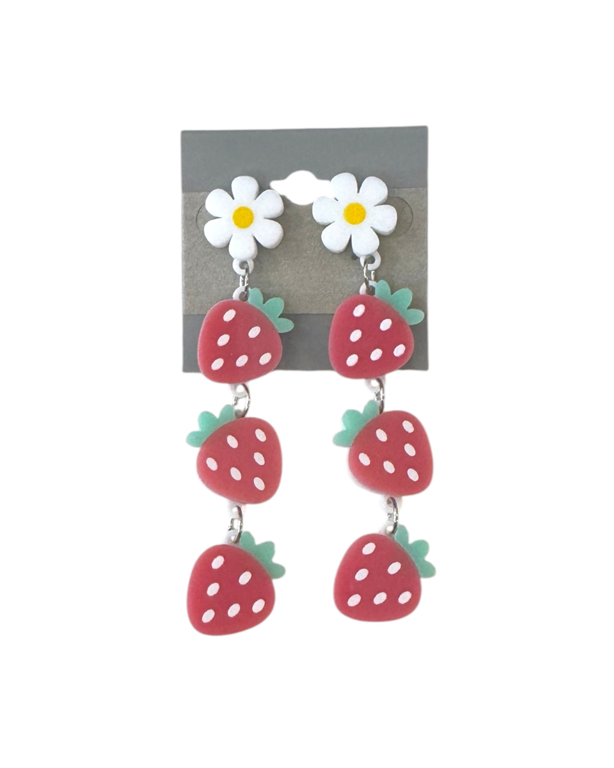 Acrylic Strawberry Charm Drop Earrings
