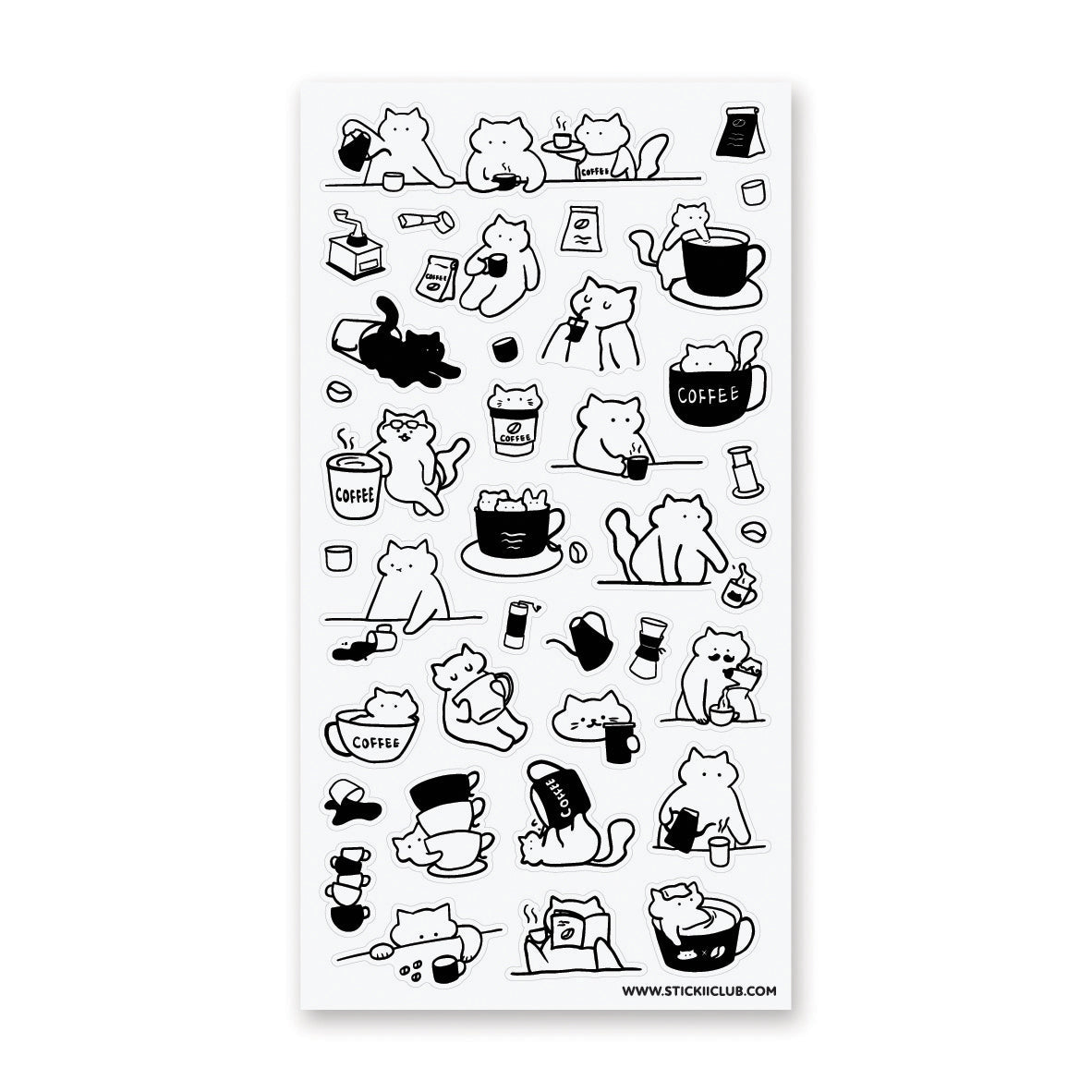 Caffeine Cats Sticker Sheet