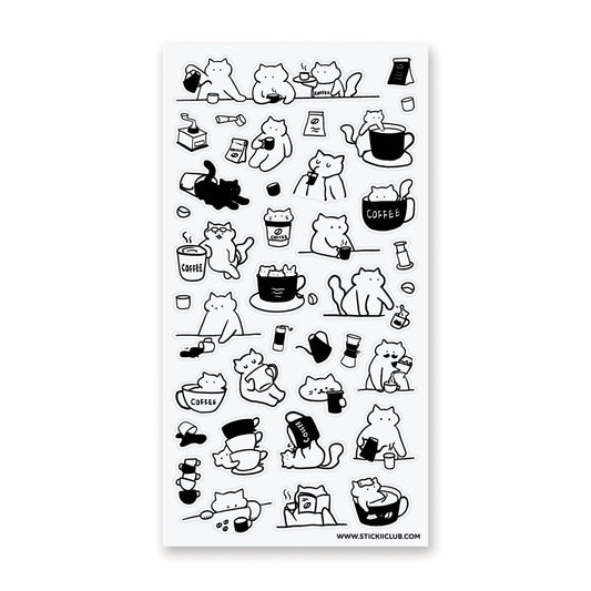 Caffeine Cats Sticker Sheet