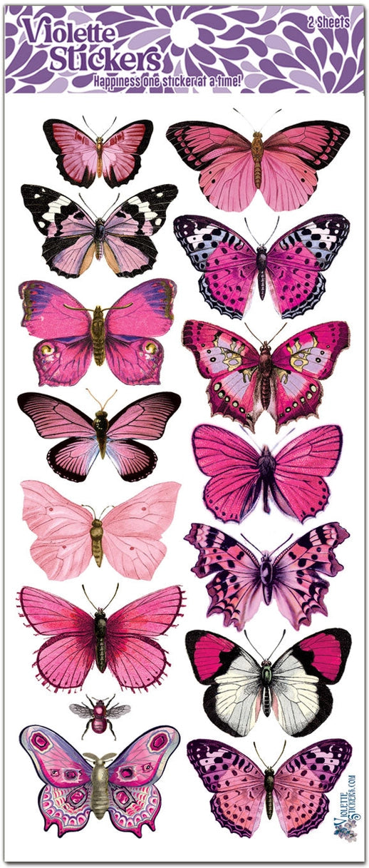 Pink Butterflies Sticker Sheet