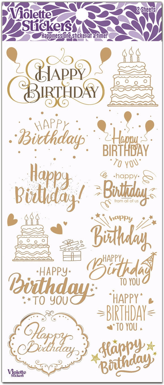 Gold Foil Bday Sticker Sheet