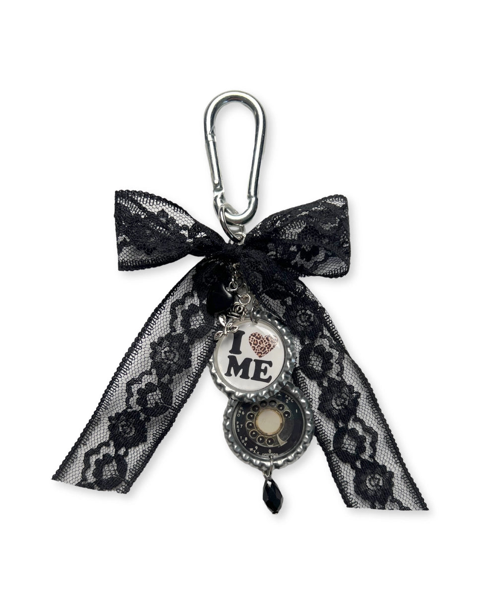 Bottle Cap Charm Keychain- Lace