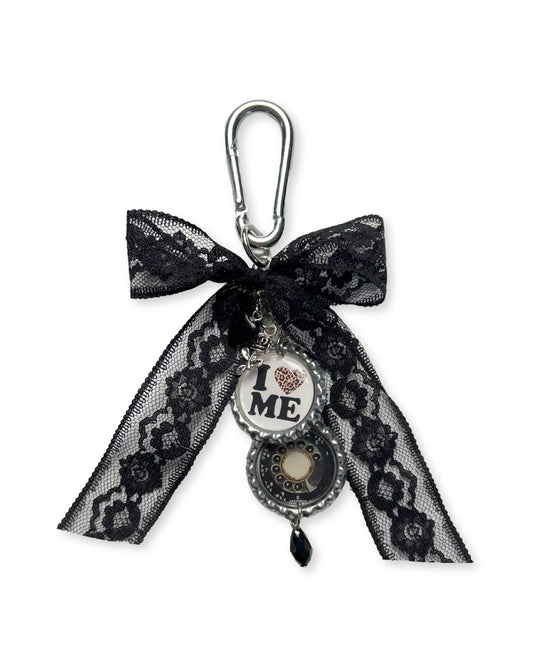Bottle Cap Charm Keychain- Lace