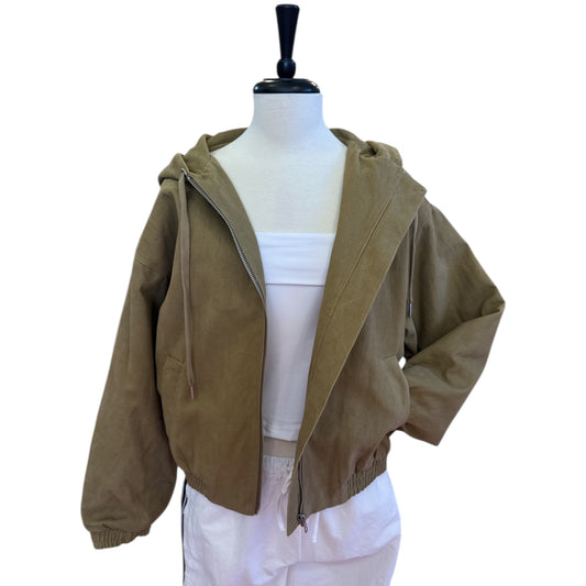 Khaki Hooded Bomber Jacket