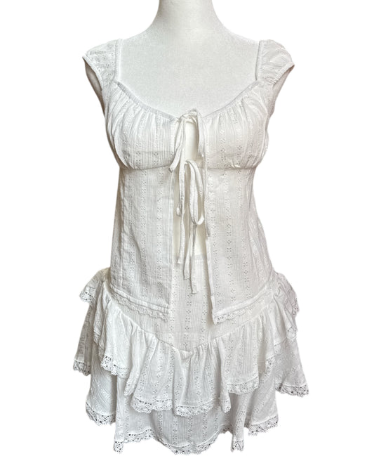 White Eyelet Trim 2pc Set