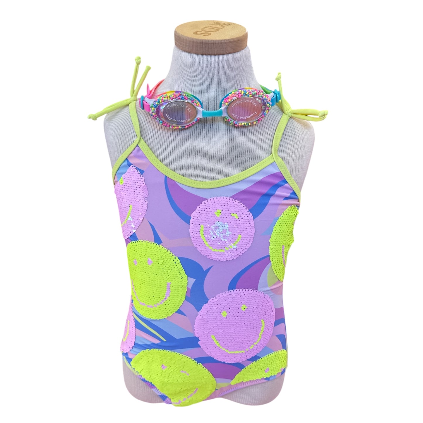 Neon Smiley One Piece Swimsuit- Kids