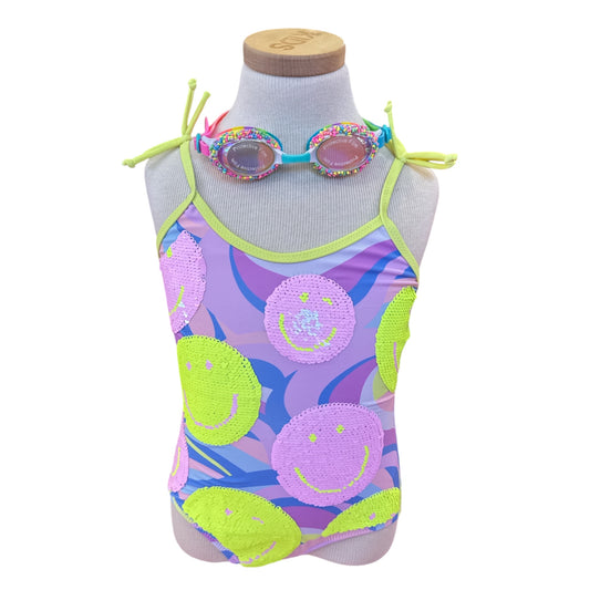 Neon Smiley One Piece Swimsuit- Kids