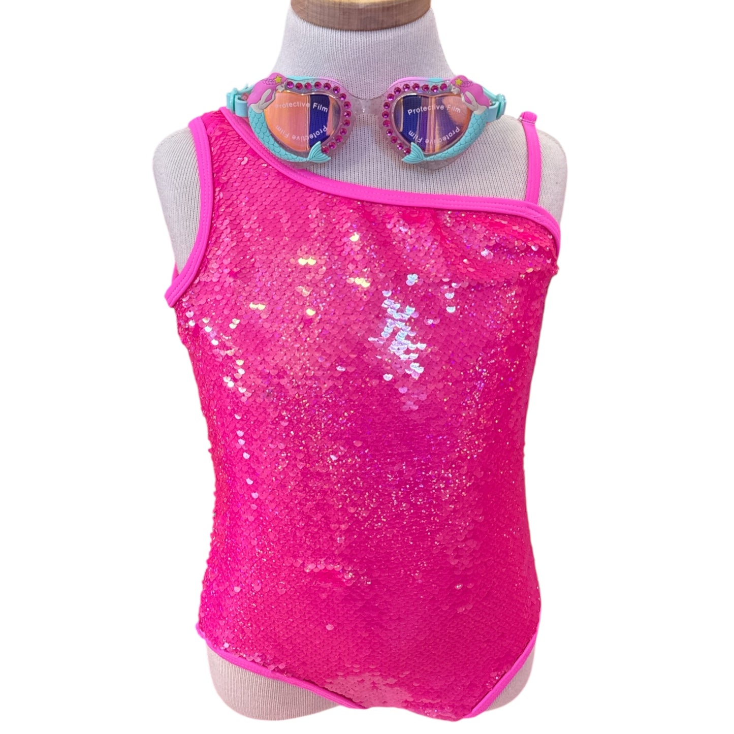 Hot Pink Sequin Swimsuit- Kids