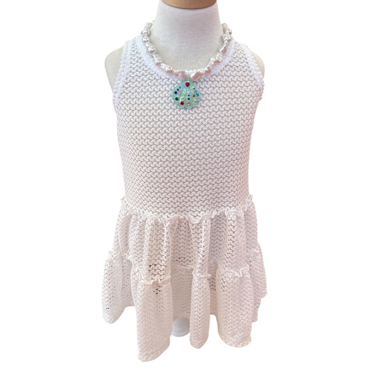 White Crochet Cover Up Dress- Kids