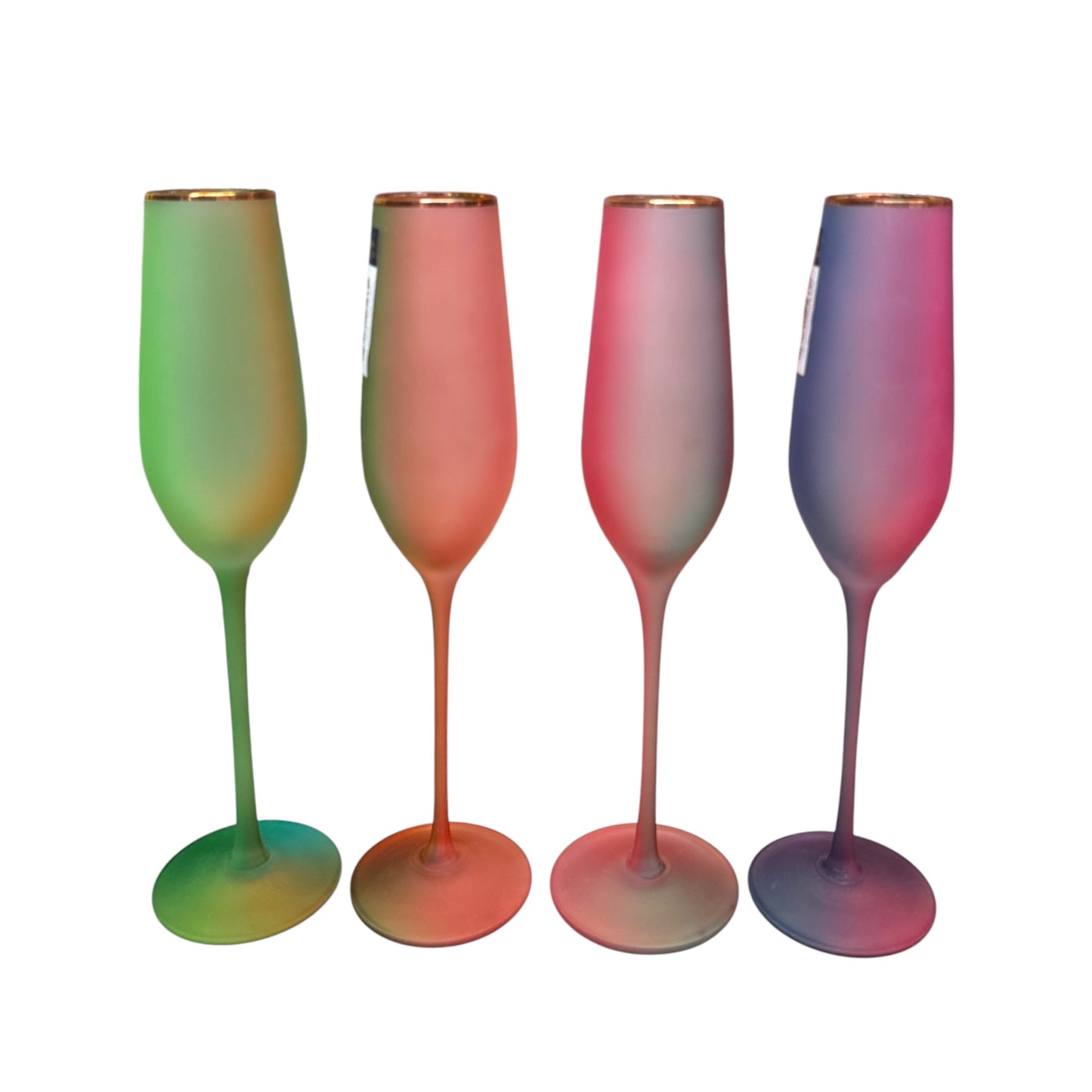 Rainbow Ombré Frosted Flute Glass Set