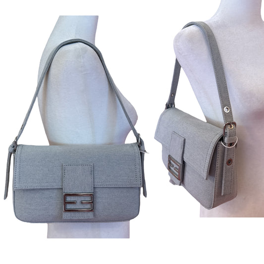 Light Denim Boxy Baguette Bag
