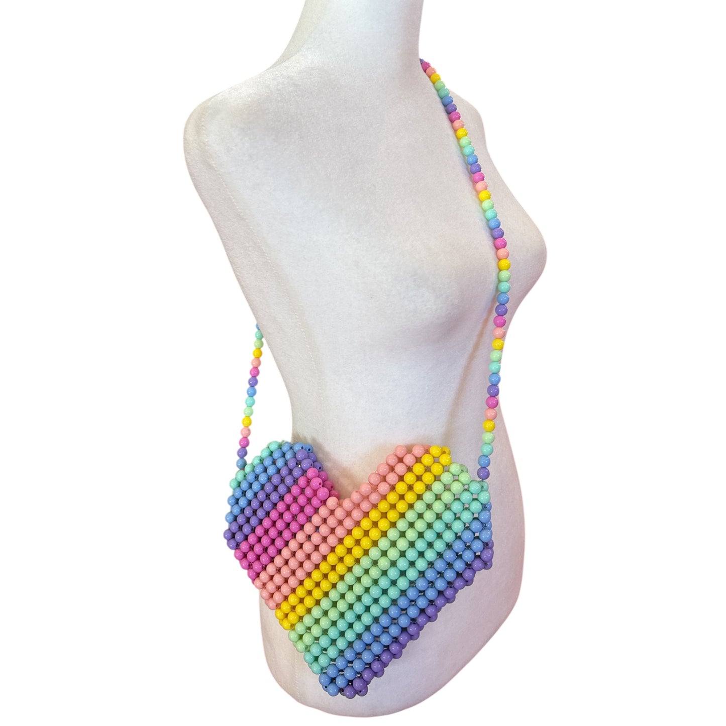 Rainbow Heart Beaded Crossbody