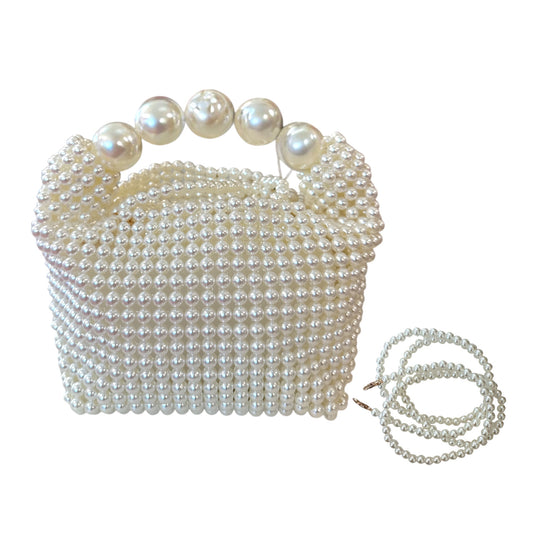 Mini Pearl Beaded Boxy Purse