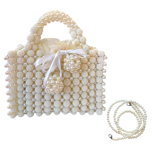 Mini Pearl Beaded Boxy Purse