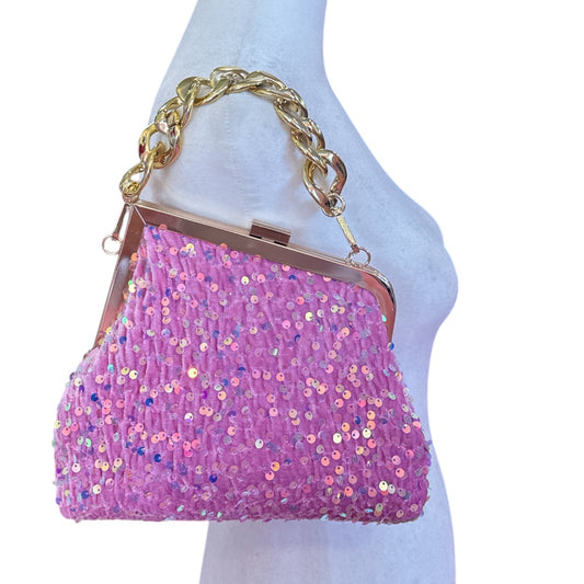 Pink Velvet Sequin Purse