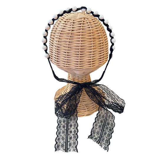Woven Pearl Lace Tie Head Band