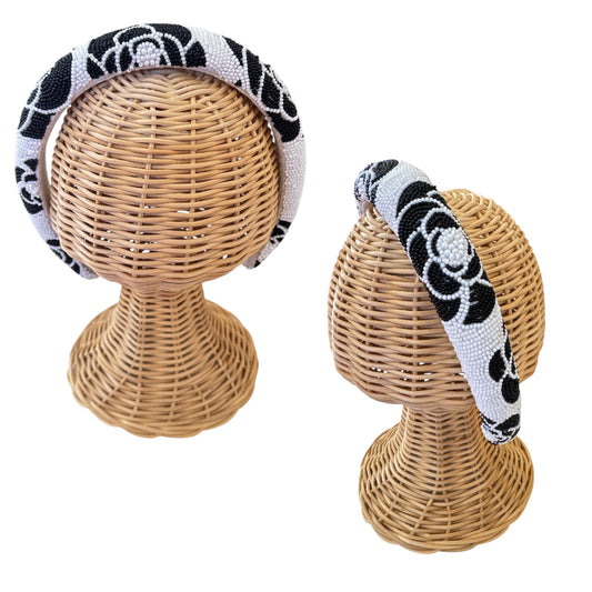 BW Beaded Floral Headband