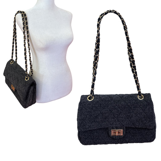 Gray Denim Quilted Bag