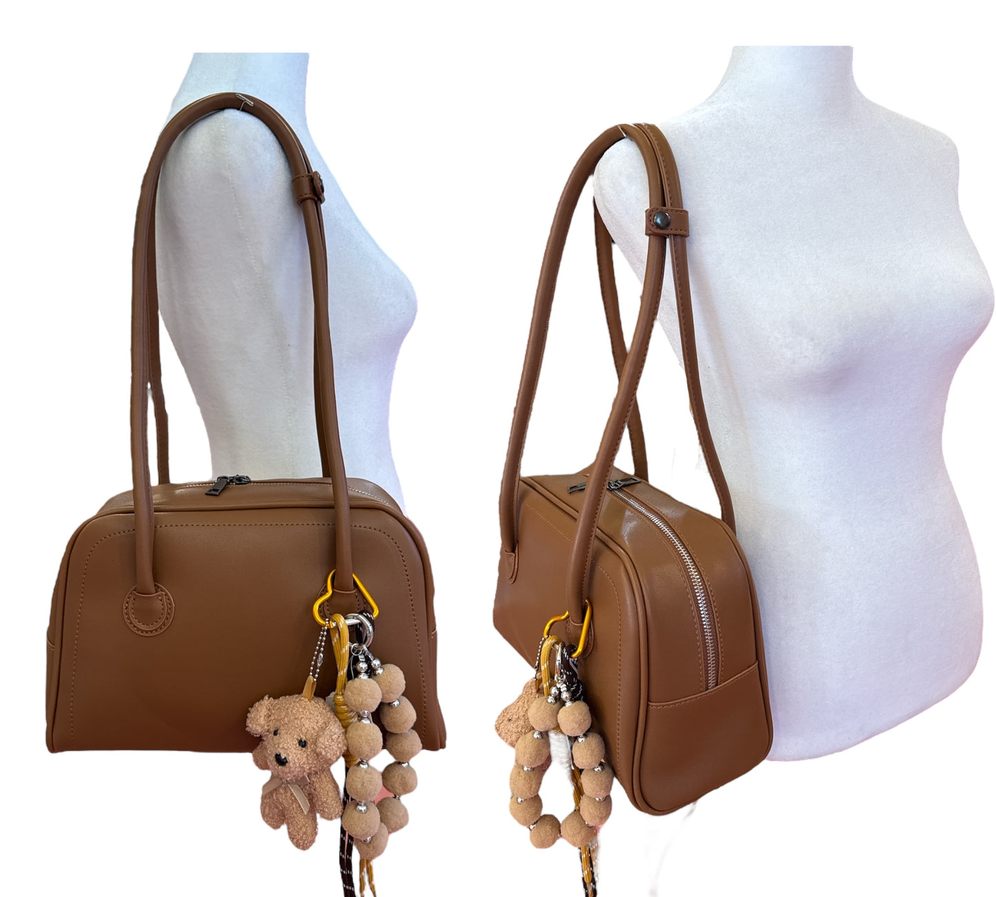 Faux Leather Boxy Shoulder Bag