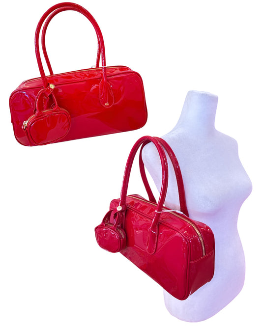 Faux Patent Leather Shoulder Bag