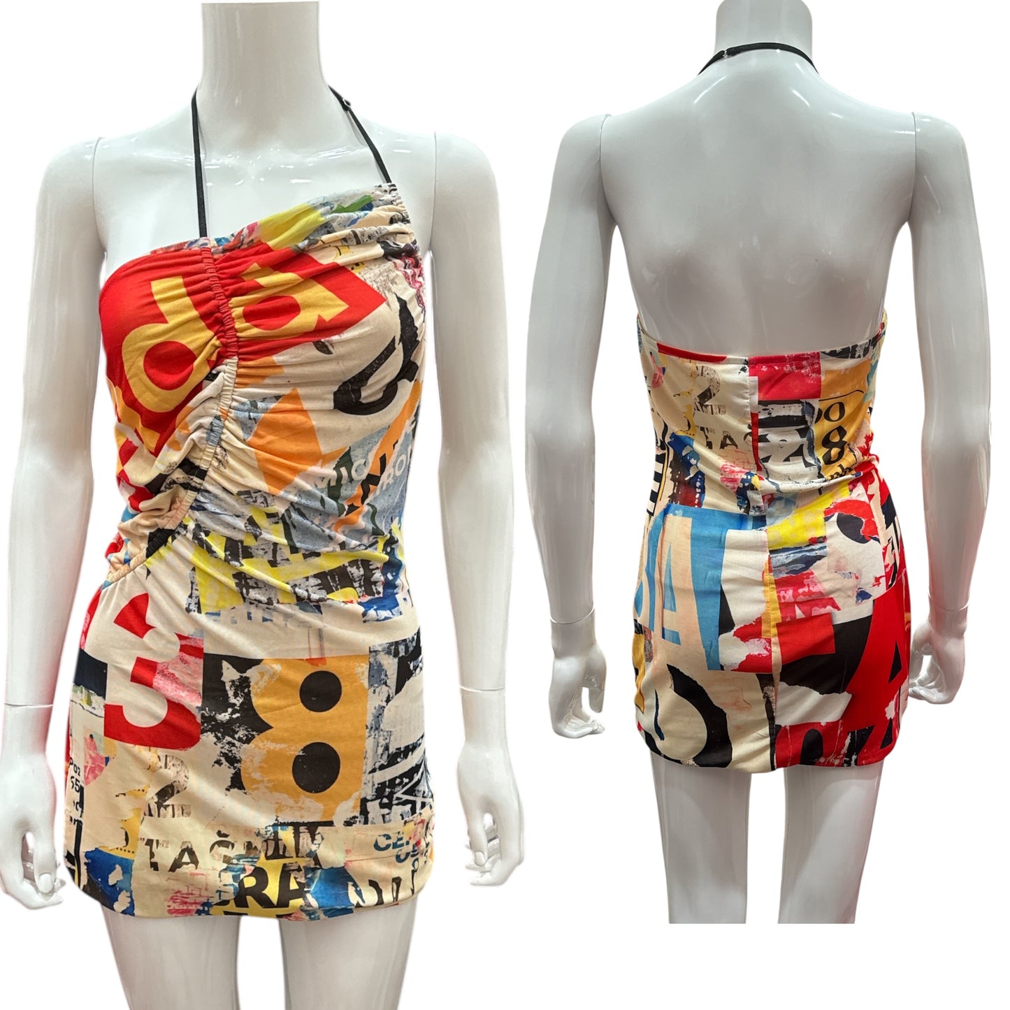 Graphic Print Mesh Mini Dress