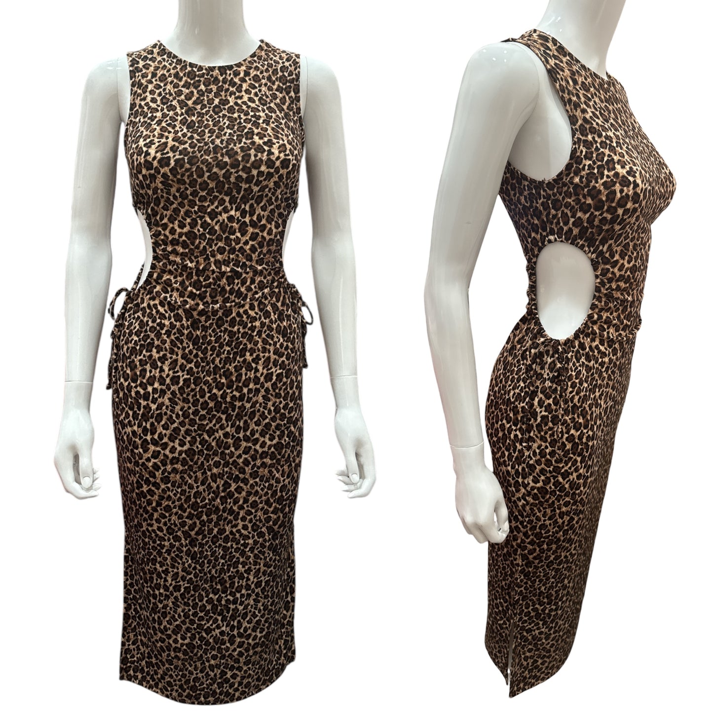 Leopard Jersey Keyhole Midi Dress