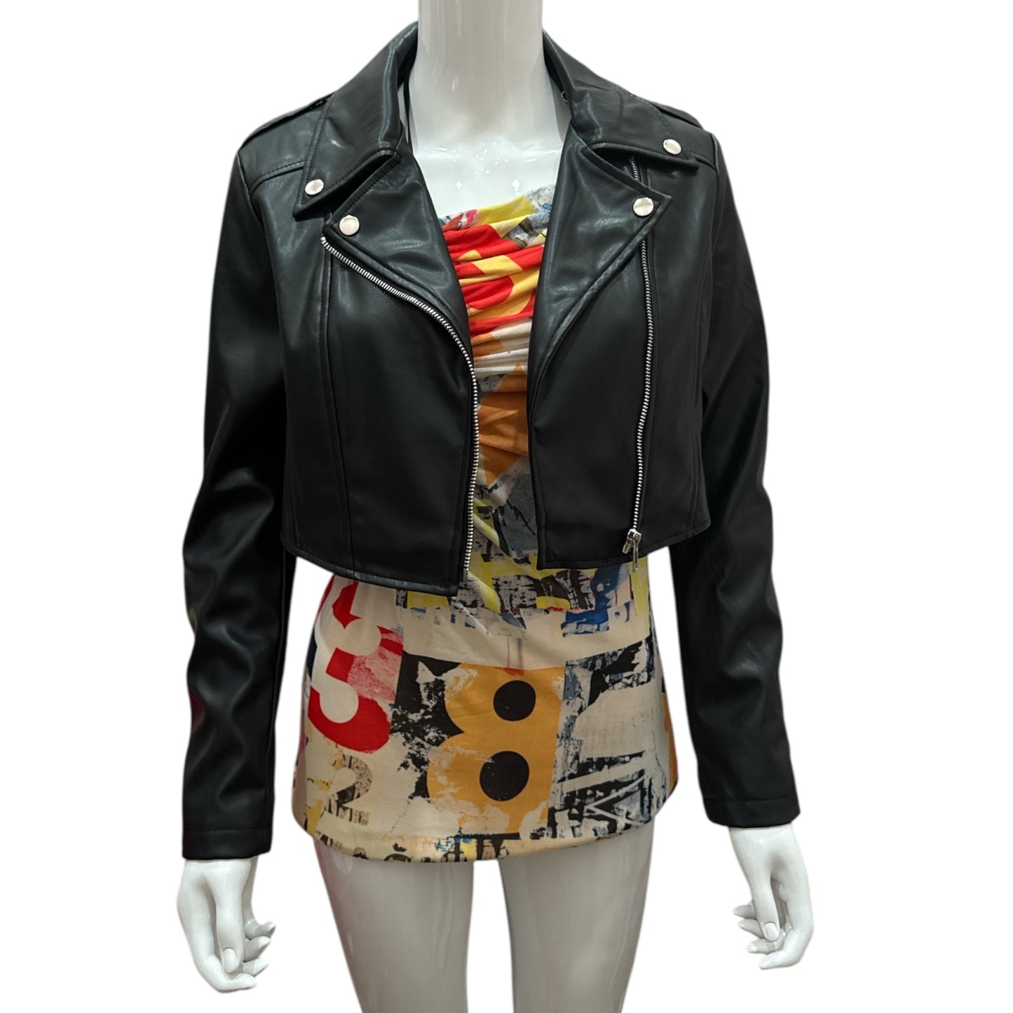 Faux Leather Crop Moto Jacket