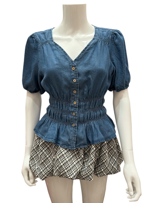 Smocked Puff Sleeve Top