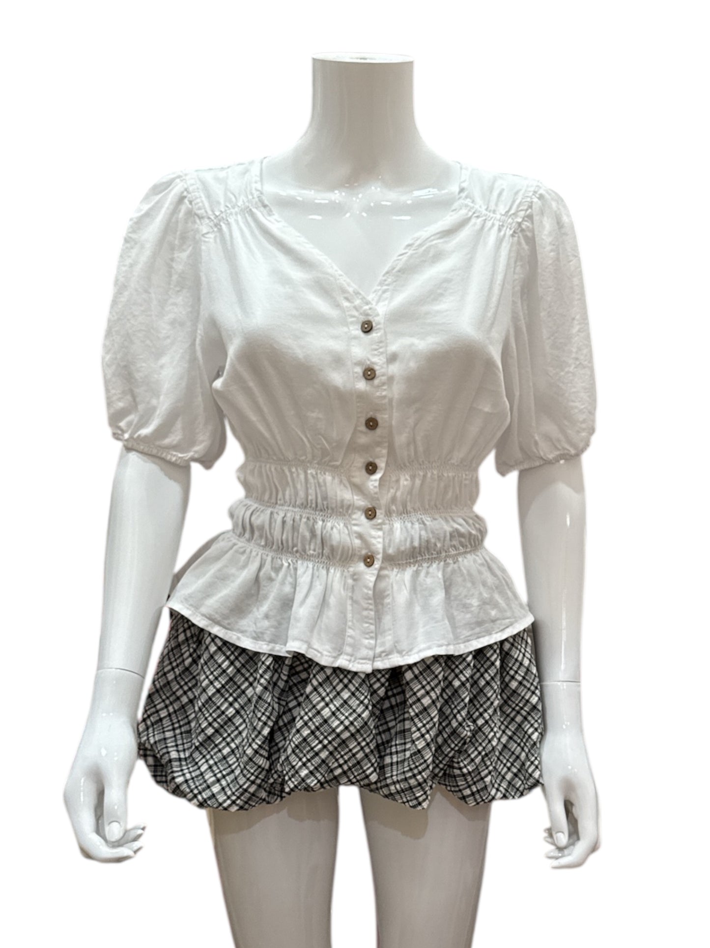 Smocked Puff Sleeve Top