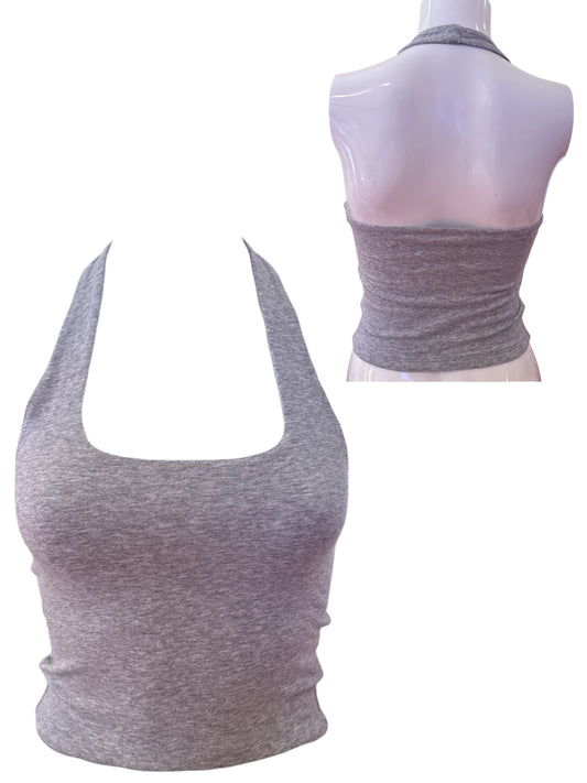 Gray Jersey Stretch Halter Top