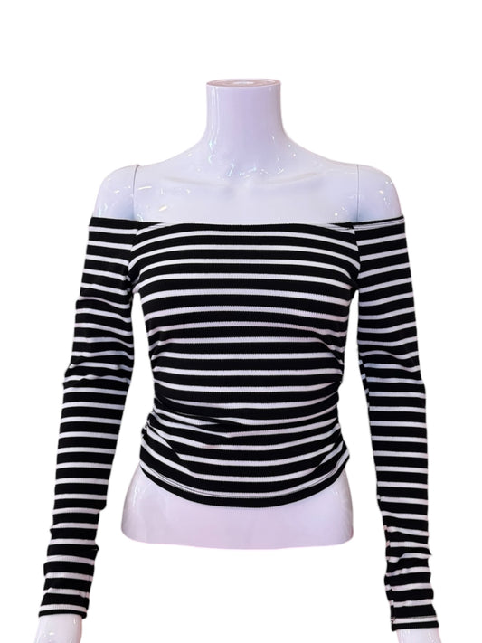 Striped Off Shoulder Long Sleeve Top