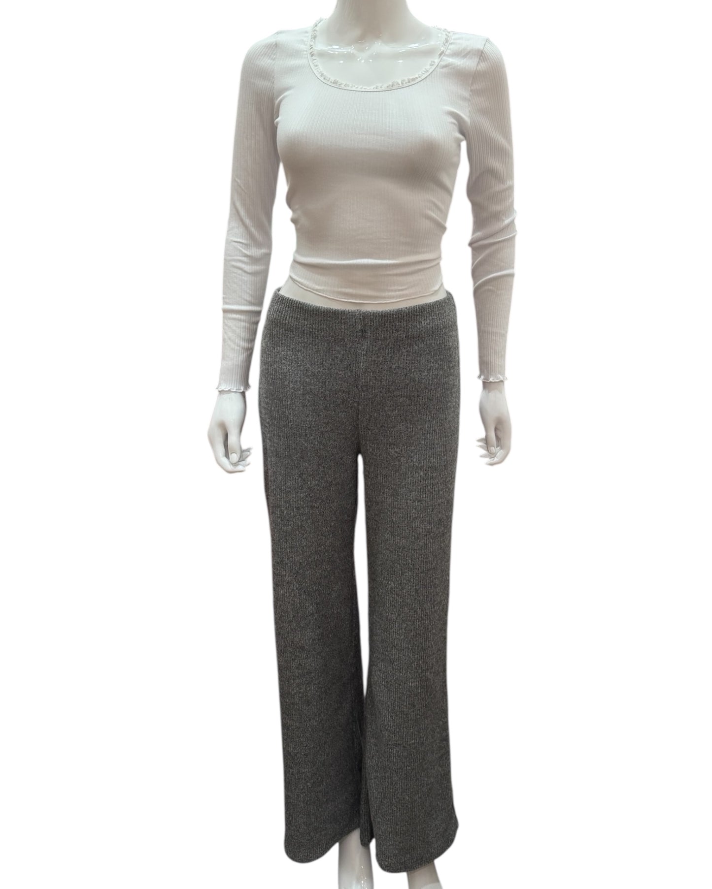 Gray Ribbed Lounge Pants