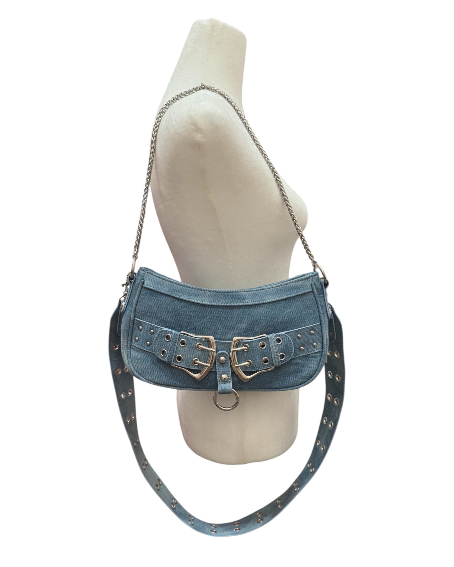 Studded Denim Hobo