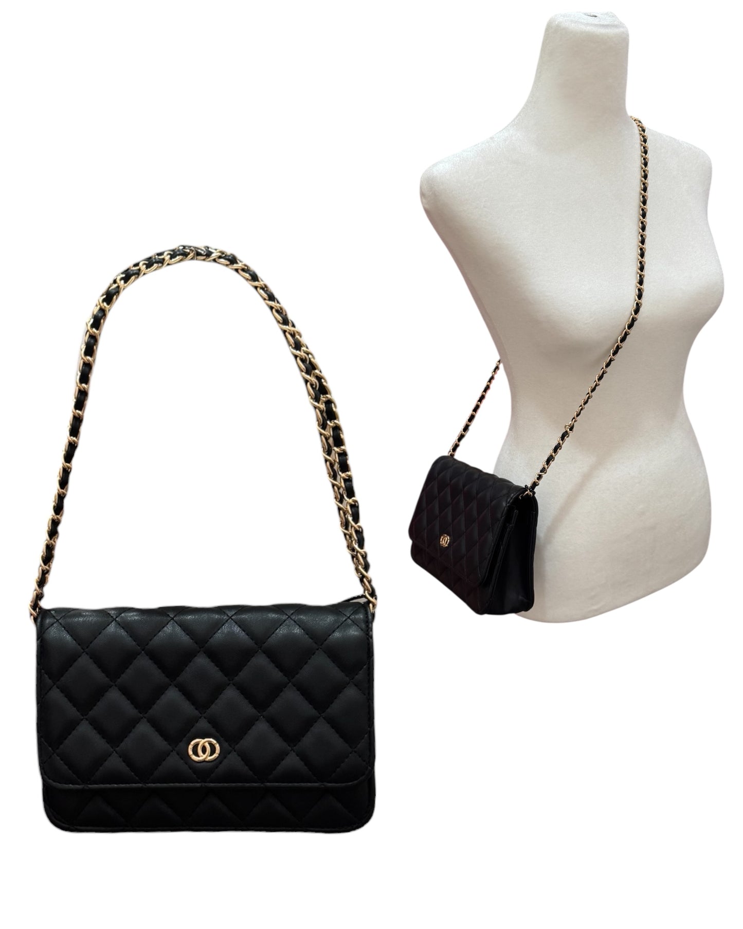 Mini Black Quilted Flap Crossbody