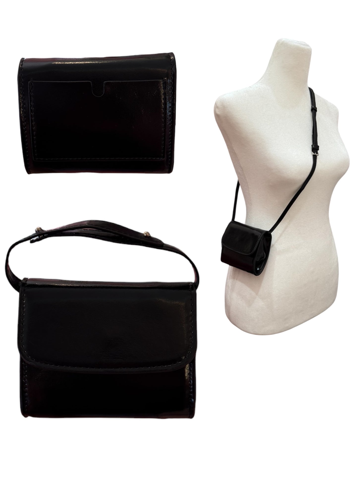 Mini Black Wallet W/ Strap