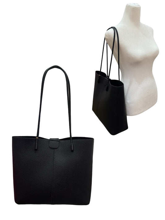 Faux Pebbled Leather Tote W/ Pouch