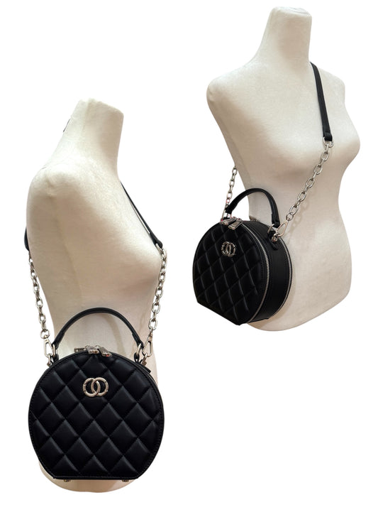 Black Quilted Circle Purse