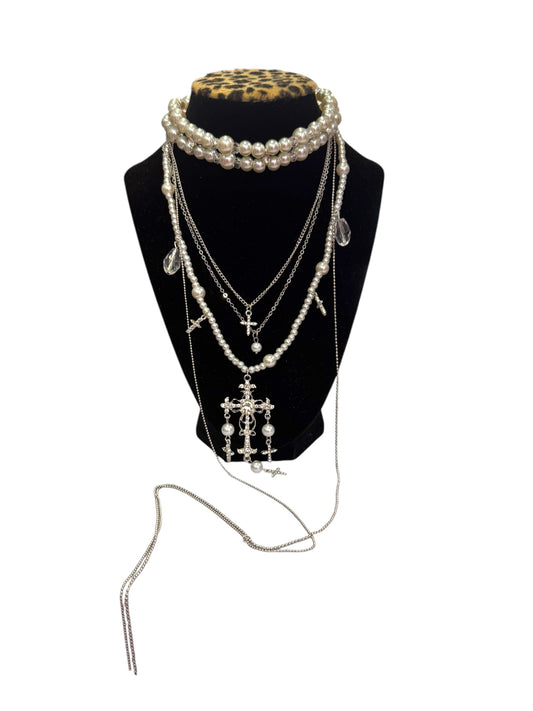 Pearl Cross Layer Necklace