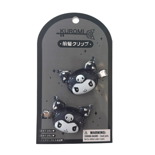 Kuromi Glitter Hair Clip Set