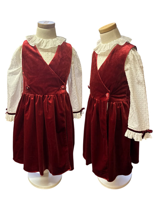 ‘Seraphine’ Burgundy Velvet Dress- Kids